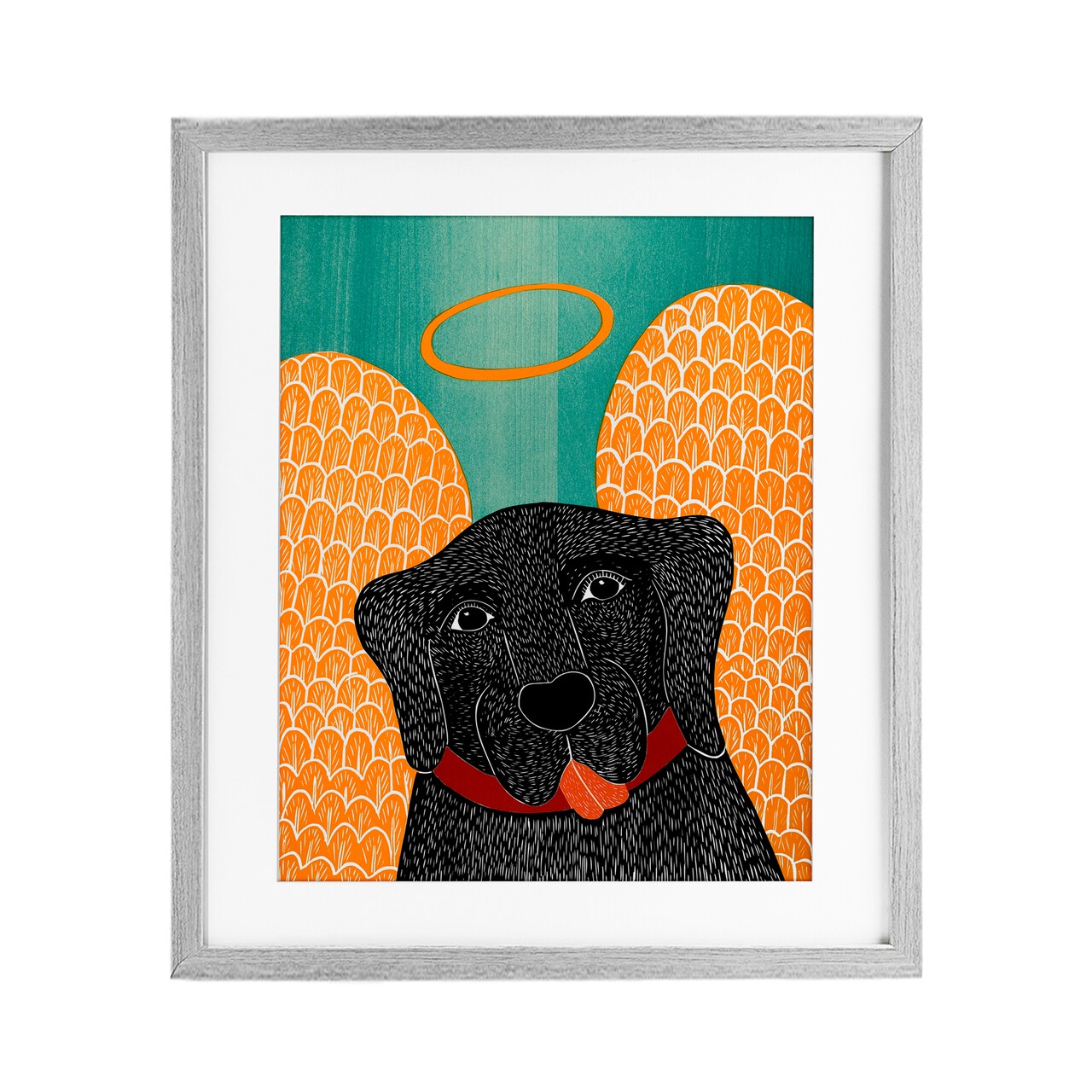 Stupell Industries Dog Angel with Yellow Wings Framed Print Under Glass, design by Stephen Huneck